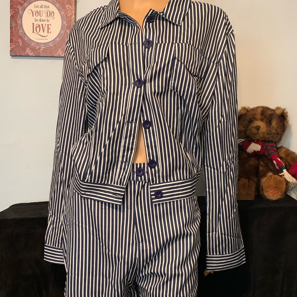 Two Piece Striped Short Set